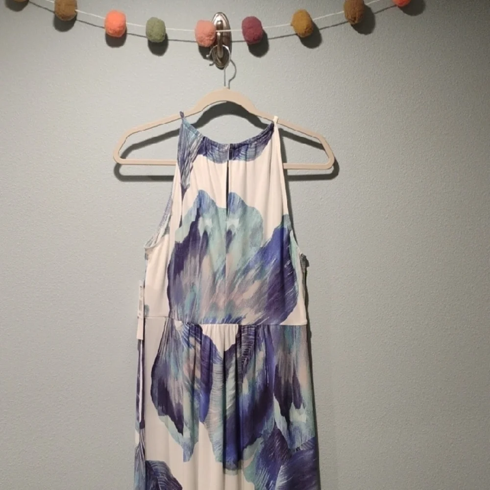 SUITE 7 Blue & White Halter-Style Maxi Dress - Picture 5 of 9
